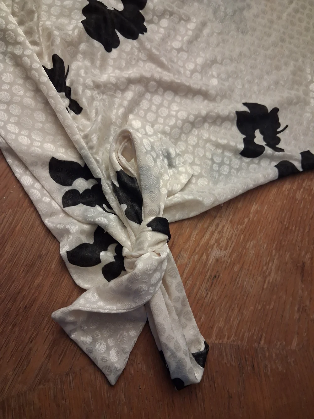 Women's Cream Floral Print Blouse with Black Accents